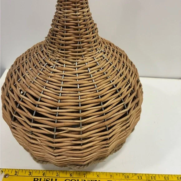 Rattan Rope and Wire Vase with Small Glass Bottle as a Vase in top for Flowers - Picture 8 of 13